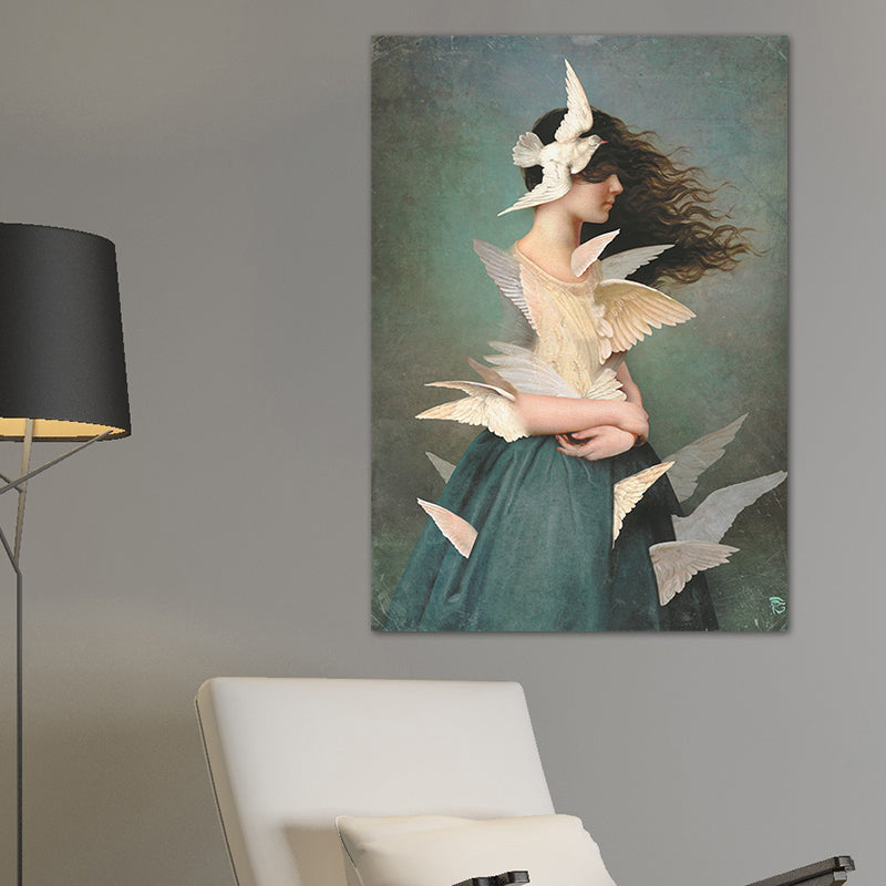 Textured Mixed Media Woman Canvas Nordic Wall Art Decor for Girls Bedroom, Optional Sizes Clearhalo 'Arts' 'Canvas Art' 1762255