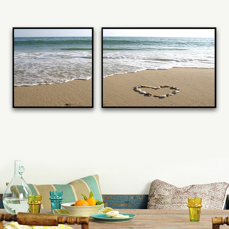 Multi-Piece Sea Scenery Canvas Modern Style Wall Art Print in Soft Color for Bedroom Brown Clearhalo 'Art Gallery' 'Canvas Art' 'Contemporary Art Gallery' 'Modern' Arts' 1762277