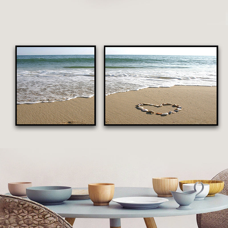 Multi-Piece Sea Scenery Canvas Modern Style Wall Art Print in Soft Color for Bedroom Clearhalo 'Art Gallery' 'Canvas Art' 'Contemporary Art Gallery' 'Modern' Arts' 1762278