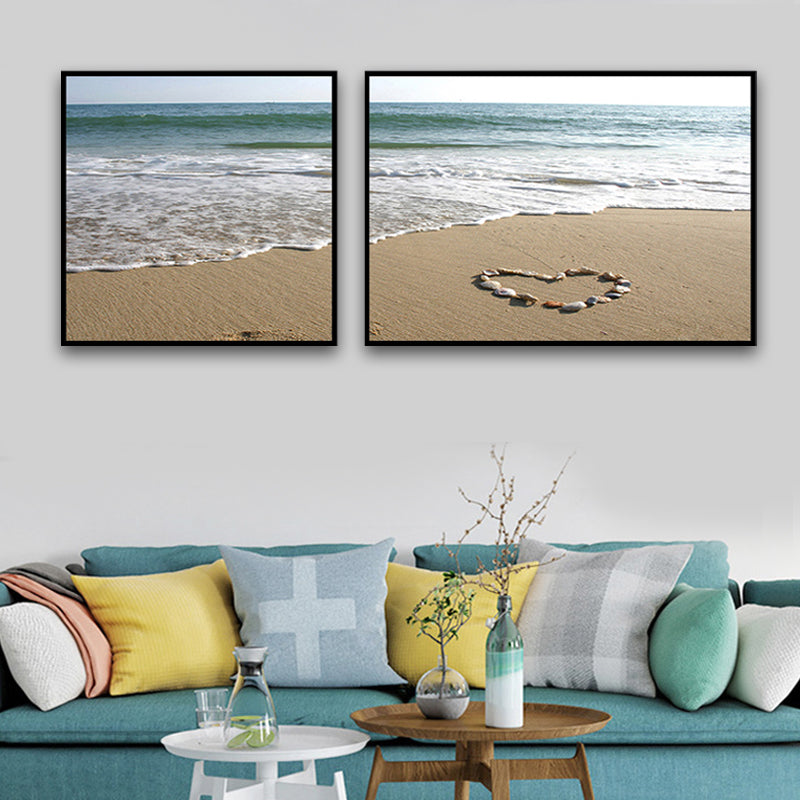 Multi-Piece Sea Scenery Canvas Modern Style Wall Art Print in Soft Color for Bedroom Clearhalo 'Art Gallery' 'Canvas Art' 'Contemporary Art Gallery' 'Modern' Arts' 1762279