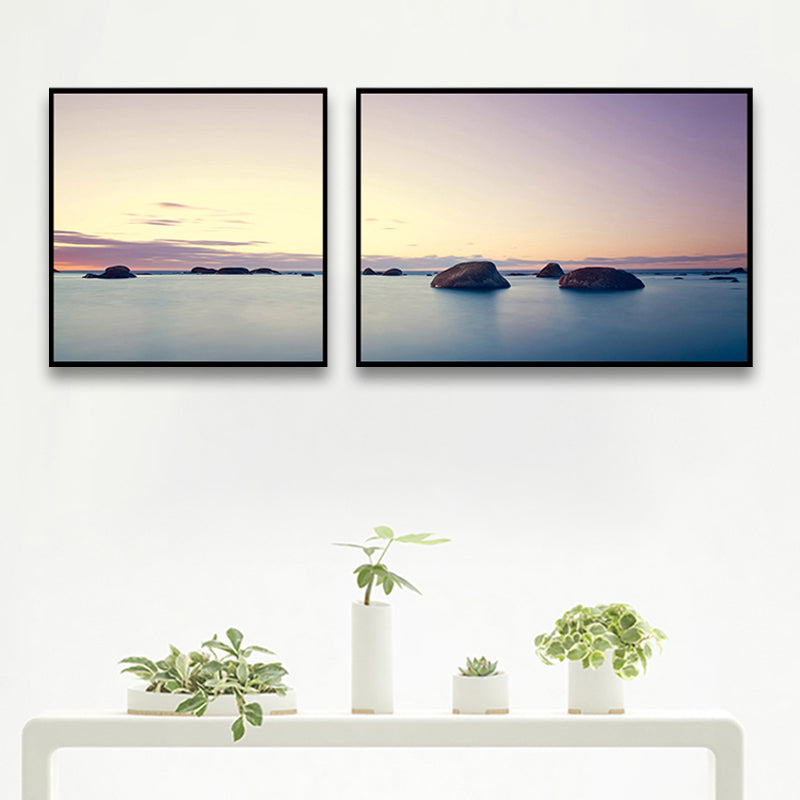 Multi-Piece Sea Scenery Canvas Modern Style Wall Art Print in Soft Color for Bedroom Sky Blue Clearhalo 'Art Gallery' 'Canvas Art' 'Contemporary Art Gallery' 'Modern' Arts' 1762284