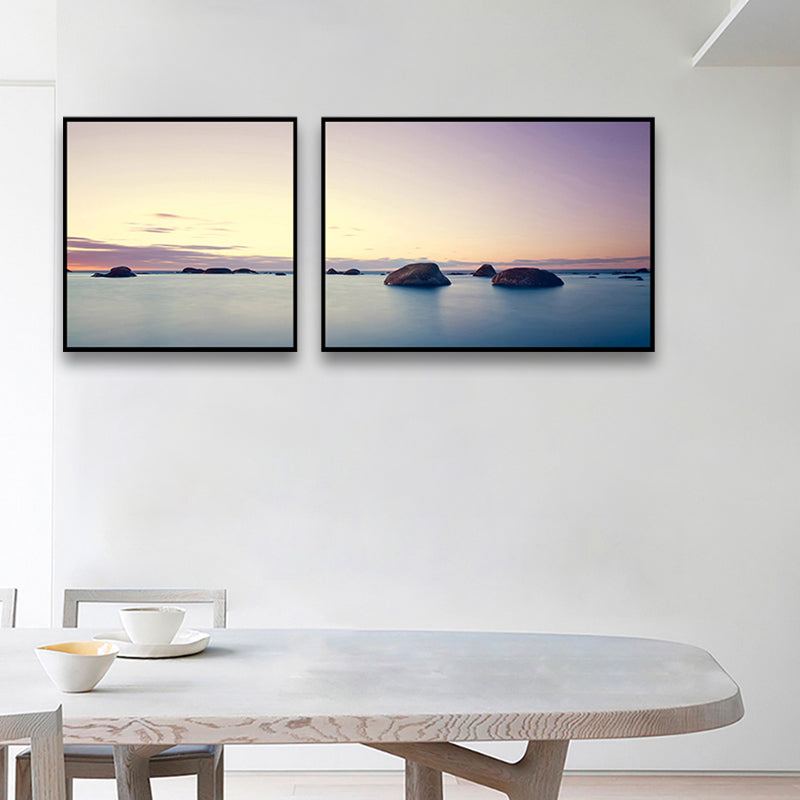 Multi-Piece Sea Scenery Canvas Modern Style Wall Art Print in Soft Color for Bedroom Clearhalo 'Art Gallery' 'Canvas Art' 'Contemporary Art Gallery' 'Modern' Arts' 1762285
