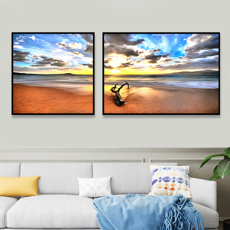 Multi-Piece Sea Scenery Canvas Modern Style Wall Art Print in Soft Color for Bedroom Clearhalo 'Art Gallery' 'Canvas Art' 'Contemporary Art Gallery' 'Modern' Arts' 1762290