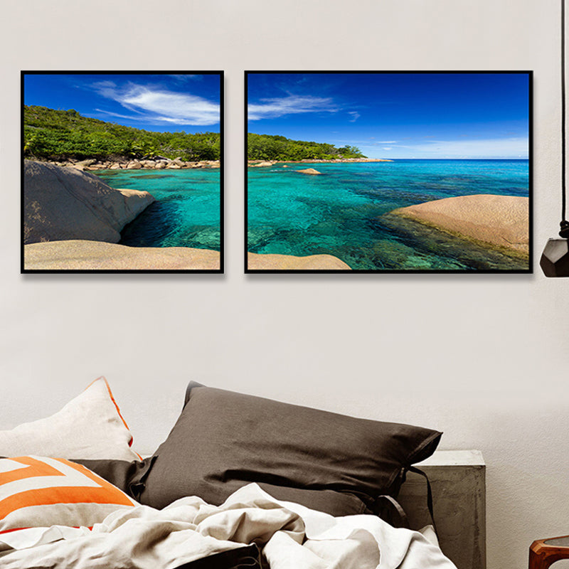 Multi-Piece Sea Scenery Canvas Modern Style Wall Art Print in Soft Color for Bedroom Clearhalo 'Art Gallery' 'Canvas Art' 'Contemporary Art Gallery' 'Modern' Arts' 1762293