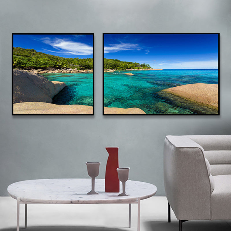Multi-Piece Sea Scenery Canvas Modern Style Wall Art Print in Soft Color for Bedroom Clearhalo 'Art Gallery' 'Canvas Art' 'Contemporary Art Gallery' 'Modern' Arts' 1762294