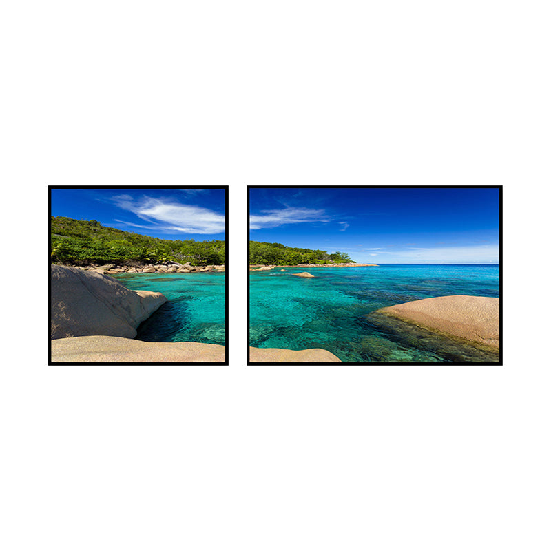 Multi-Piece Sea Scenery Canvas Modern Style Wall Art Print in Soft Color for Bedroom Clearhalo 'Art Gallery' 'Canvas Art' 'Contemporary Art Gallery' 'Modern' Arts' 1762295