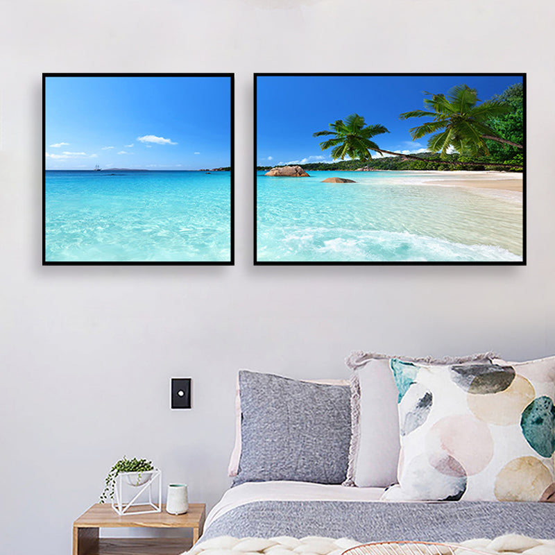 Multi-Piece Sea Scenery Canvas Modern Style Wall Art Print in Soft Color for Bedroom Clearhalo 'Art Gallery' 'Canvas Art' 'Contemporary Art Gallery' 'Modern' Arts' 1762297