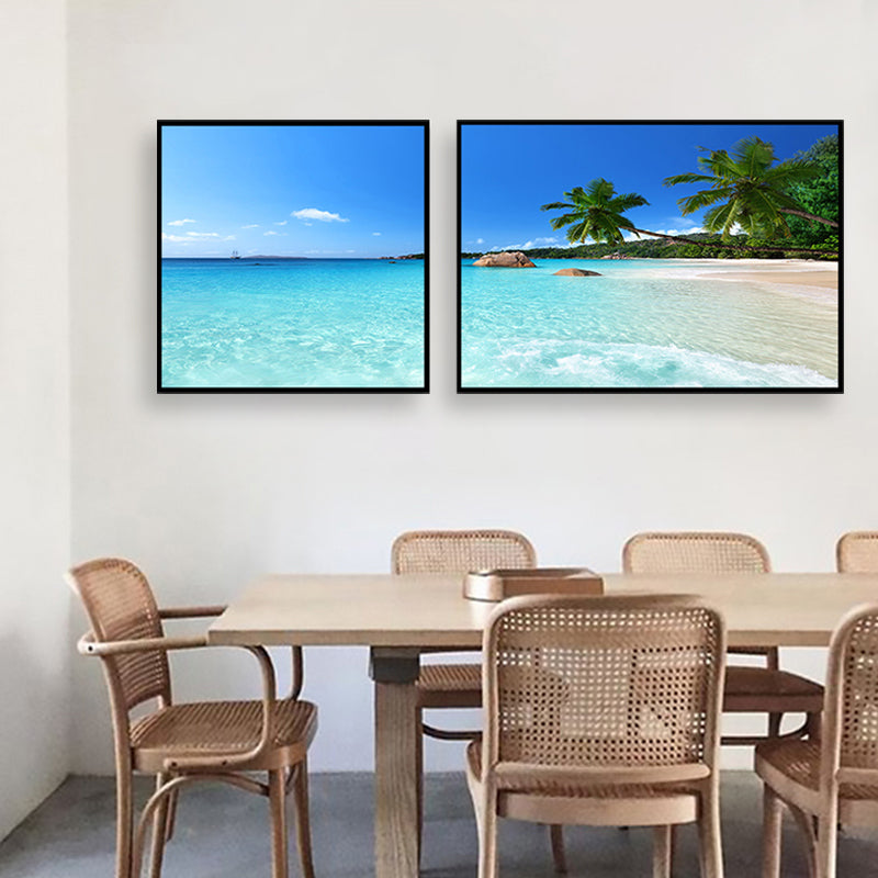Multi-Piece Sea Scenery Canvas Modern Style Wall Art Print in Soft Color for Bedroom Clearhalo 'Art Gallery' 'Canvas Art' 'Contemporary Art Gallery' 'Modern' Arts' 1762298