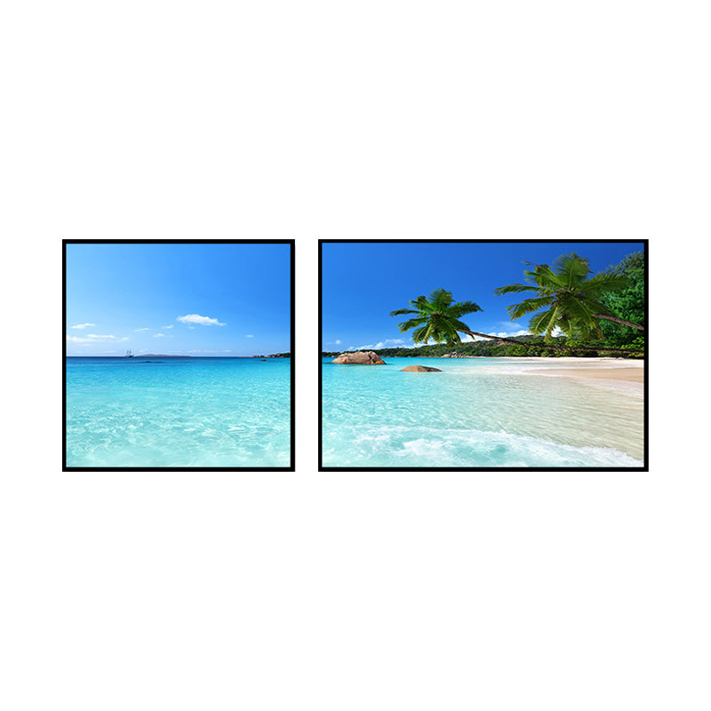 Multi-Piece Sea Scenery Canvas Modern Style Wall Art Print in Soft Color for Bedroom Clearhalo 'Art Gallery' 'Canvas Art' 'Contemporary Art Gallery' 'Modern' Arts' 1762299
