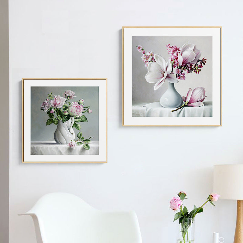 French Country Style Flower Canvas Bedroom Wall Art Decor in Pastel Color, Multiple Sizes Pink Clearhalo 'Arts' 'Canvas Art' 1762300