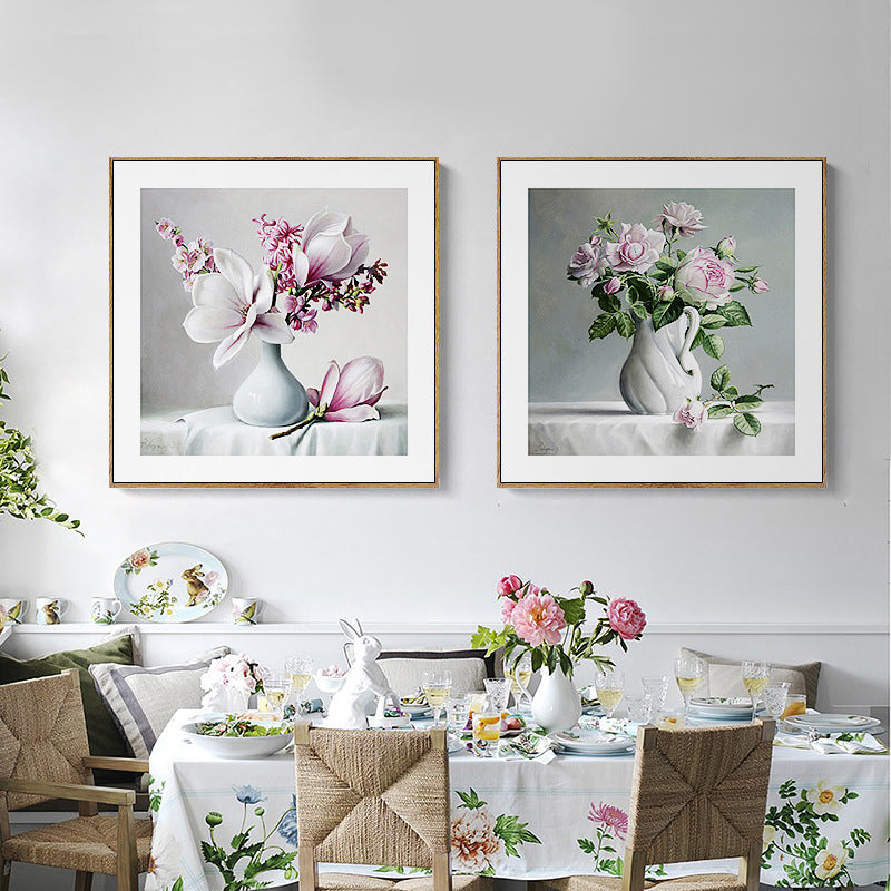 French Country Style Flower Canvas Bedroom Wall Art Decor in Pastel Color, Multiple Sizes Clearhalo 'Arts' 'Canvas Art' 1762301