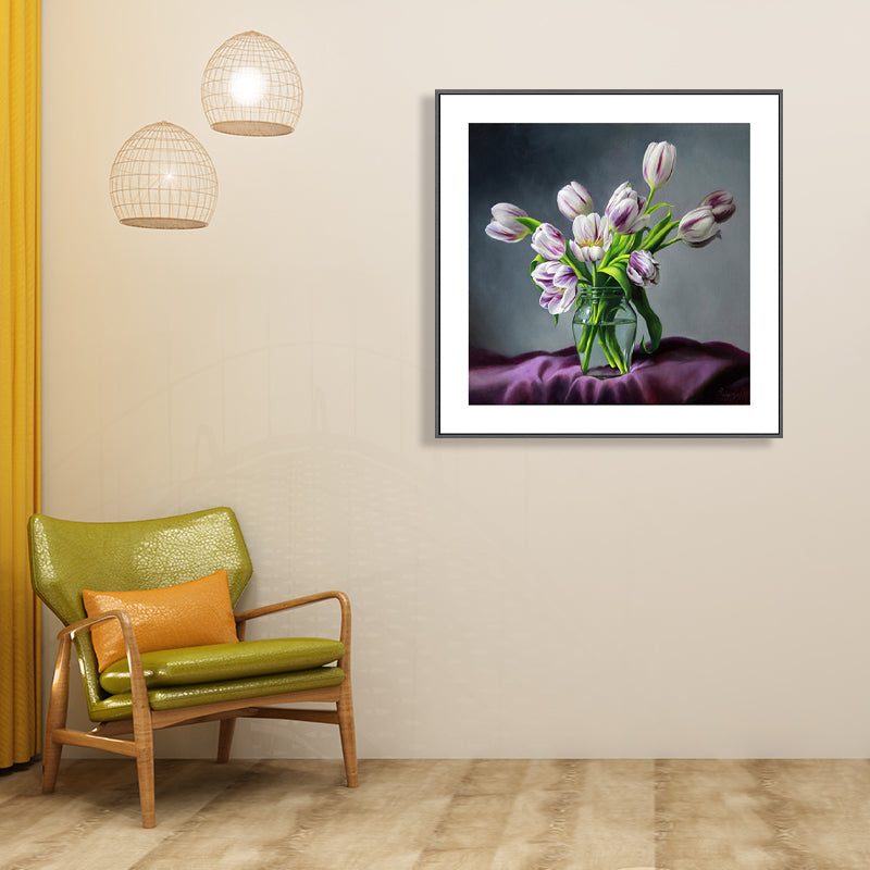 French Country Style Flower Canvas Bedroom Wall Art Decor in Pastel Color, Multiple Sizes Clearhalo 'Arts' 'Canvas Art' 1762317