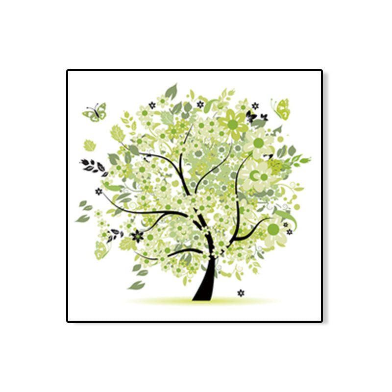 Illustration Tree Wall Art Print Green Kids Style Canvas for Living Room, Textured Clearhalo 'Art Gallery' 'Canvas Art' 'Kids' Arts' 1762333
