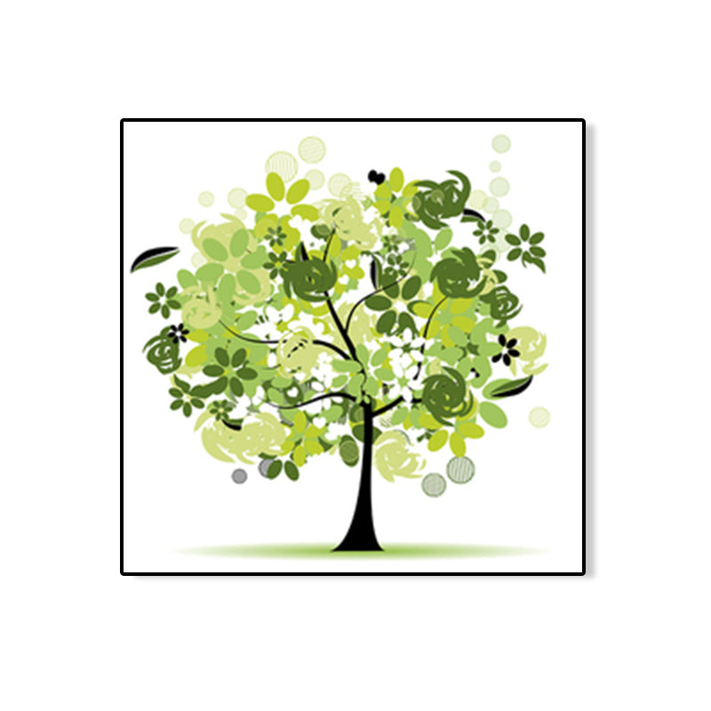 Illustration Tree Wall Art Print Green Kids Style Canvas for Living Room, Textured Clearhalo 'Art Gallery' 'Canvas Art' 'Kids' Arts' 1762337