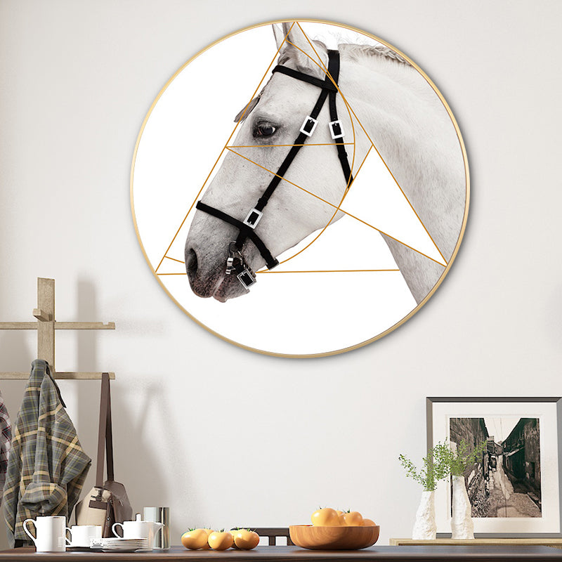 Mixed Media Horse Wall Decor Modern Style Canvas Art Print, Multiple Sizes Available White Clearhalo 'Art Gallery' 'Canvas Art' 'Contemporary Art Gallery' 'Modern' Arts' 1762338