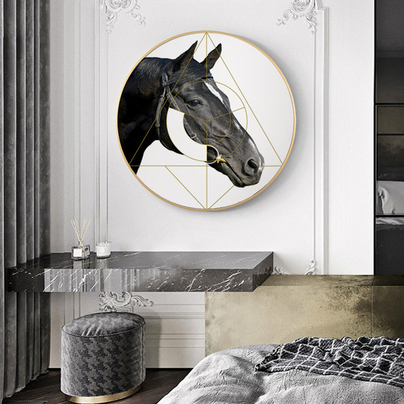 Mixed Media Horse Wall Decor Modern Style Canvas Art Print, Multiple Sizes Available Black Clearhalo 'Art Gallery' 'Canvas Art' 'Contemporary Art Gallery' 'Modern' Arts' 1762353