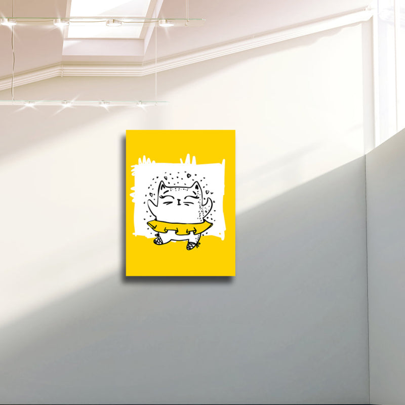 Illustrated Catamount Art Print Kids Style Canvas Wall Decor in Soft Color for Room Clearhalo 'Art Gallery' 'Canvas Art' 'Kids' Arts' 1762358