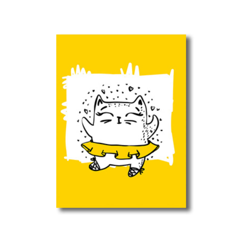 Illustrated Catamount Art Print Kids Style Canvas Wall Decor in Soft Color for Room Clearhalo 'Art Gallery' 'Canvas Art' 'Kids' Arts' 1762360