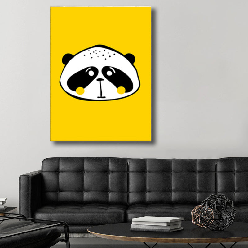 Illustrated Catamount Art Print Kids Style Canvas Wall Decor in Soft Color for Room Black Clearhalo 'Art Gallery' 'Canvas Art' 'Kids' Arts' 1762364