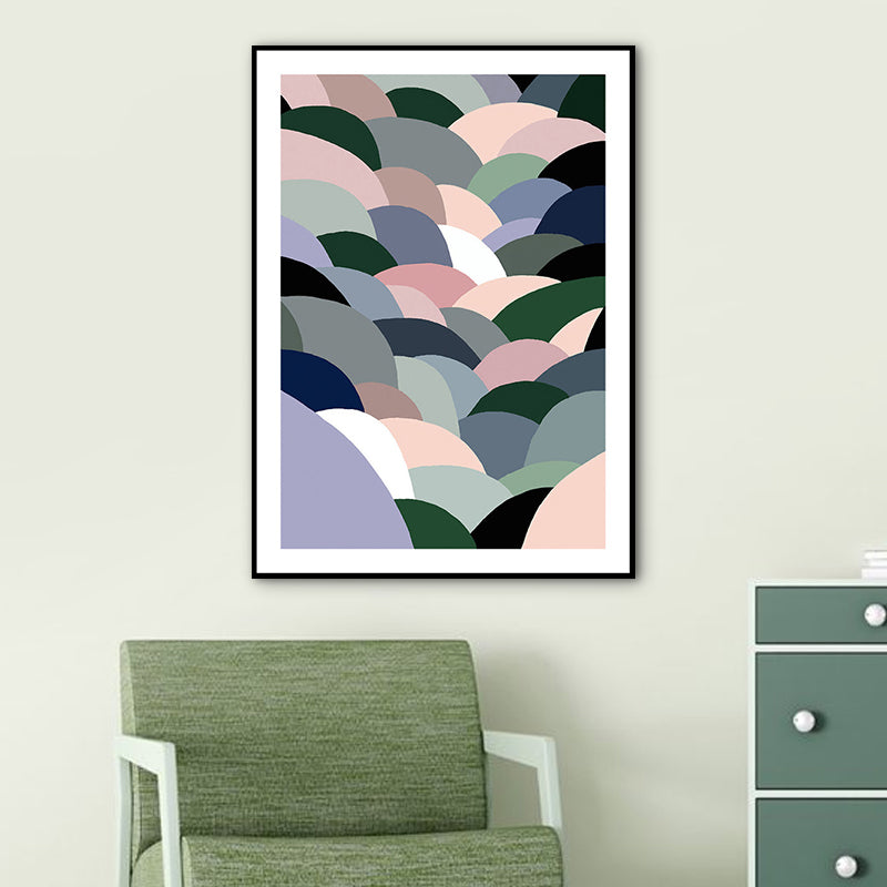 Fishscale Canvas Wall Art Modern Novelty Geometric Wall Decor in Grey for Corridor Clearhalo 'Art Gallery' 'Canvas Art' 'Contemporary Art Gallery' 'Modern' Arts' 1762377