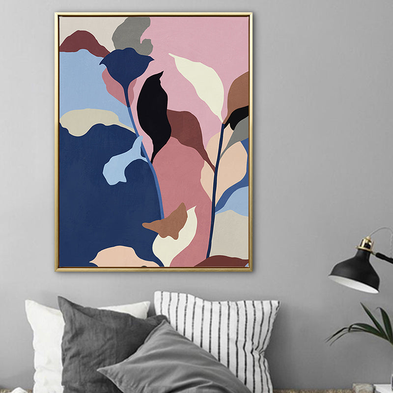 Textured Illustration Plant Canvas Wall Art Nordic Style Wall Decor for Family Room Blue Clearhalo 'Arts' 'Canvas Art' 1762393