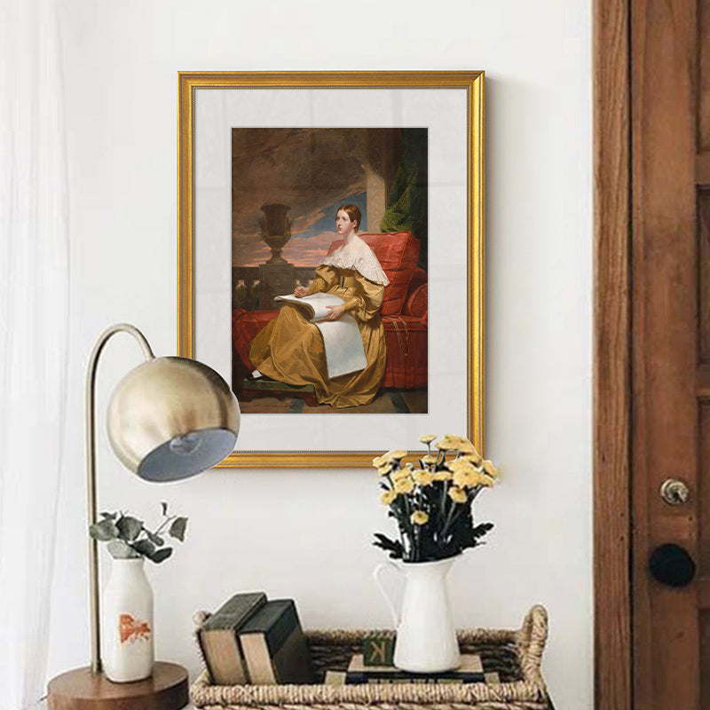 Renaissance Wall Art Print Pastel Color Graceful Maid Painting, Multiple Sizes Options Brown Clearhalo 'Arts' 'Canvas Art' 1762404