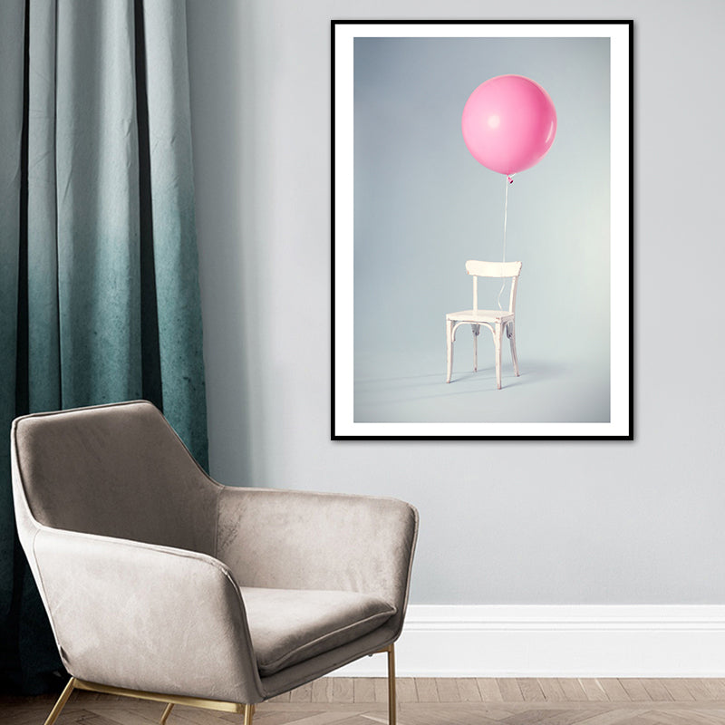Balloon Canvas Print Nordic Aesthetics Still Life Wall Art Decor in Pastel Color Pink Clearhalo 'Art Gallery' 'Canvas Art' 'Contemporary Art Gallery' 'Modern' Arts' 1762415
