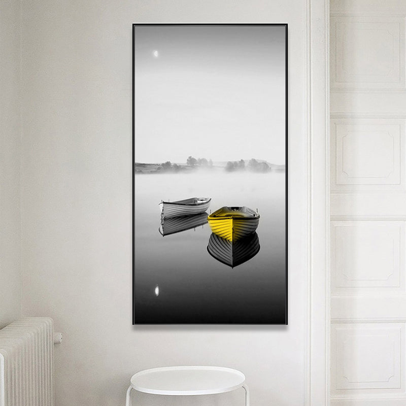 Contemporary Boat Wall Decor Canvas Gray Transportation Art Print, Multiple Sizes Clearhalo 'Art Gallery' 'Canvas Art' 'Contemporary Art Gallery' 'Modern' Arts' 1762442