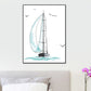 Blue Sailing Ship Drawing Canvas Textured Surface Cartoon Kindergarten Wall Art Print Clearhalo 'Art Gallery' 'Canvas Art' 'Kids' Arts' 1762448