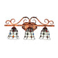 Cafe Lattice Bell Wall Light with Jewelry Glass 3 Heads Tiffany Vintage Clear Wall Lamp in Copper Clearhalo 'Industrial' 'Middle century wall lights' 'Tiffany wall lights' 'Tiffany' 'Wall Lamps & Sconces' 'Wall Lights' Lighting' 176247