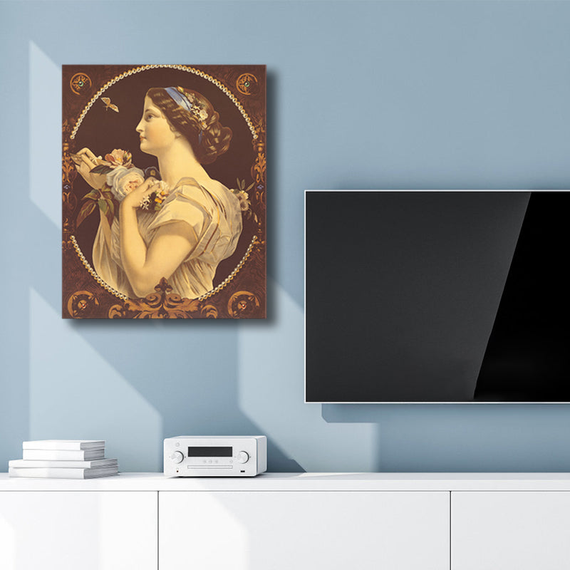 Art Nouveau Style Girl Canvas Pastel Color Textured Wall Art Decor for Living Room Clearhalo 'Arts' 'Canvas Art' 1762473