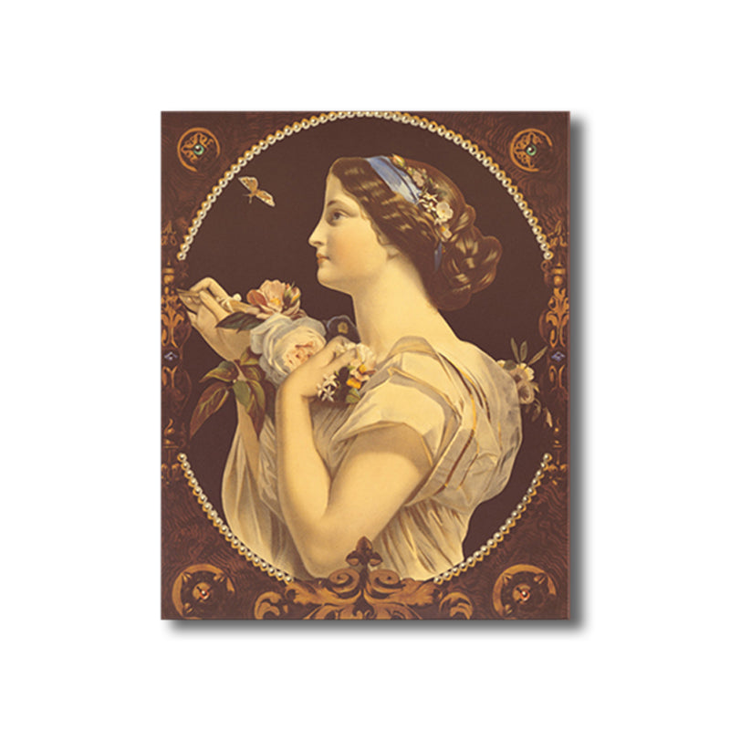 Art Nouveau Style Girl Canvas Pastel Color Textured Wall Art Decor for Living Room Clearhalo 'Arts' 'Canvas Art' 1762474