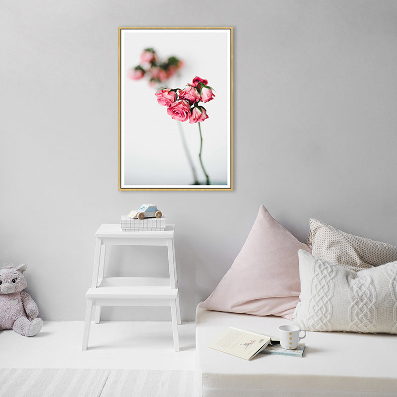 Pastel Color Floral Design Painting Textured Modern Girls Bedroom Canvas Wall Art Clearhalo 'Art Gallery' 'Canvas Art' 'Contemporary Art Gallery' 'Modern' Arts' 1762477