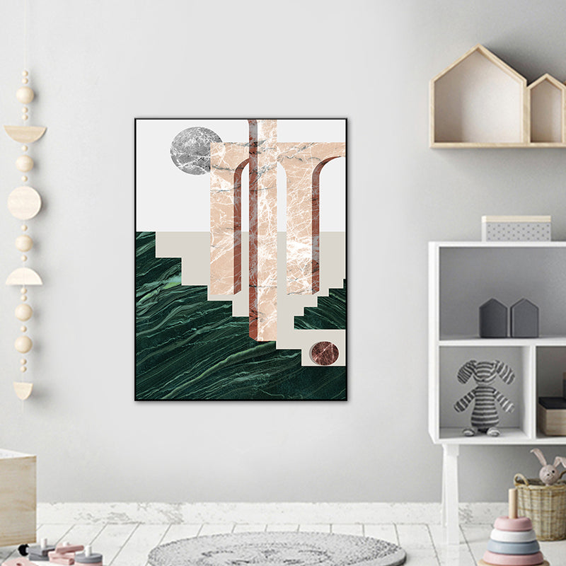 Illustration Abstract Wall Art Print Textured Nordic Dining Room Canvas in Dark Color Clearhalo 'Arts' 'Canvas Art' 1762528