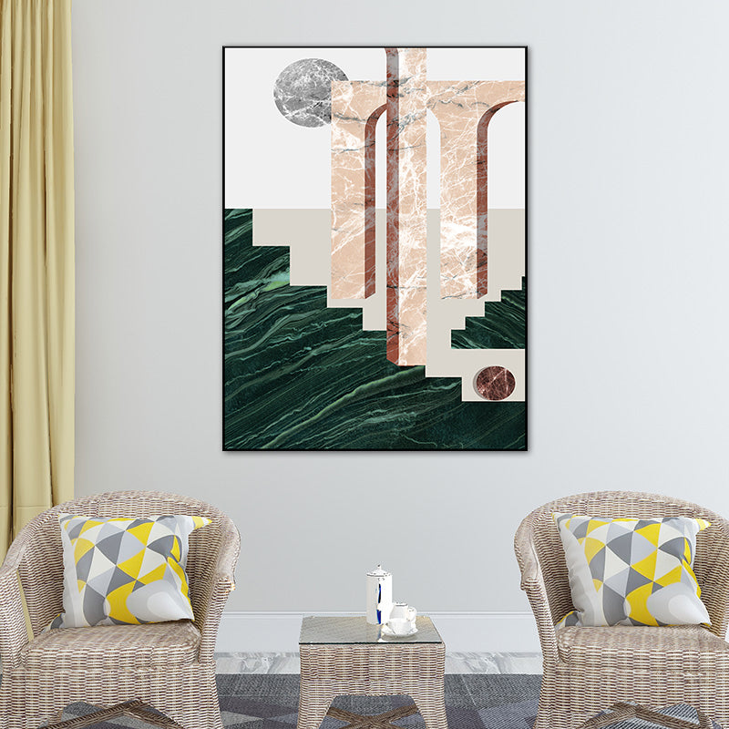 Illustration Abstract Wall Art Print Textured Nordic Dining Room Canvas in Dark Color Clearhalo 'Arts' 'Canvas Art' 1762529