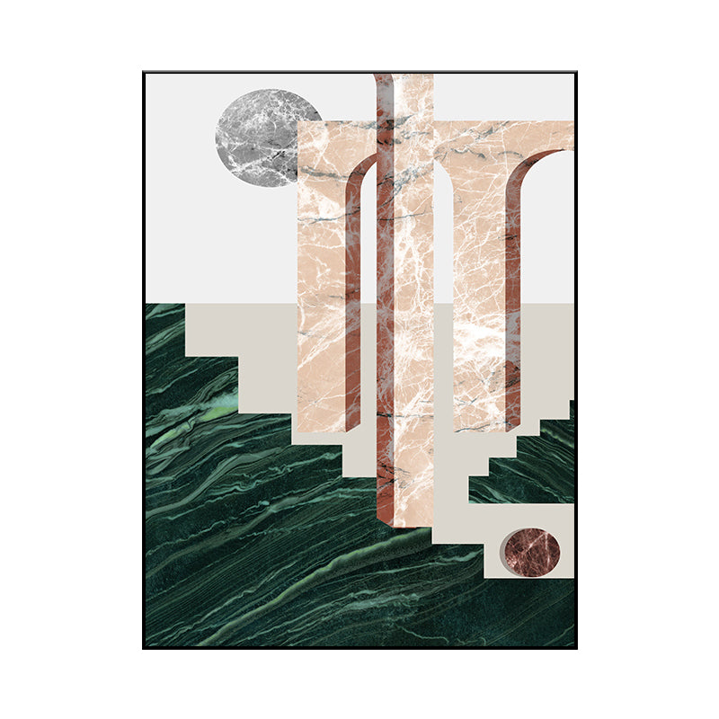 Illustration Abstract Wall Art Print Textured Nordic Dining Room Canvas in Dark Color Clearhalo 'Arts' 'Canvas Art' 1762530