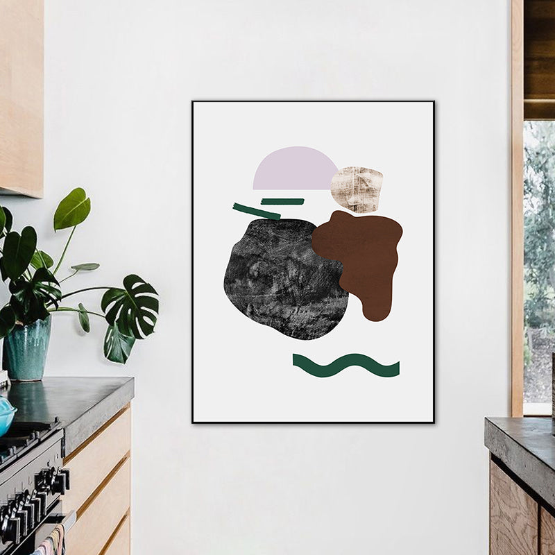 Illustratie abstracte muurkunst print gestructureerde Noordse eetkamer canvas in donkere kleur