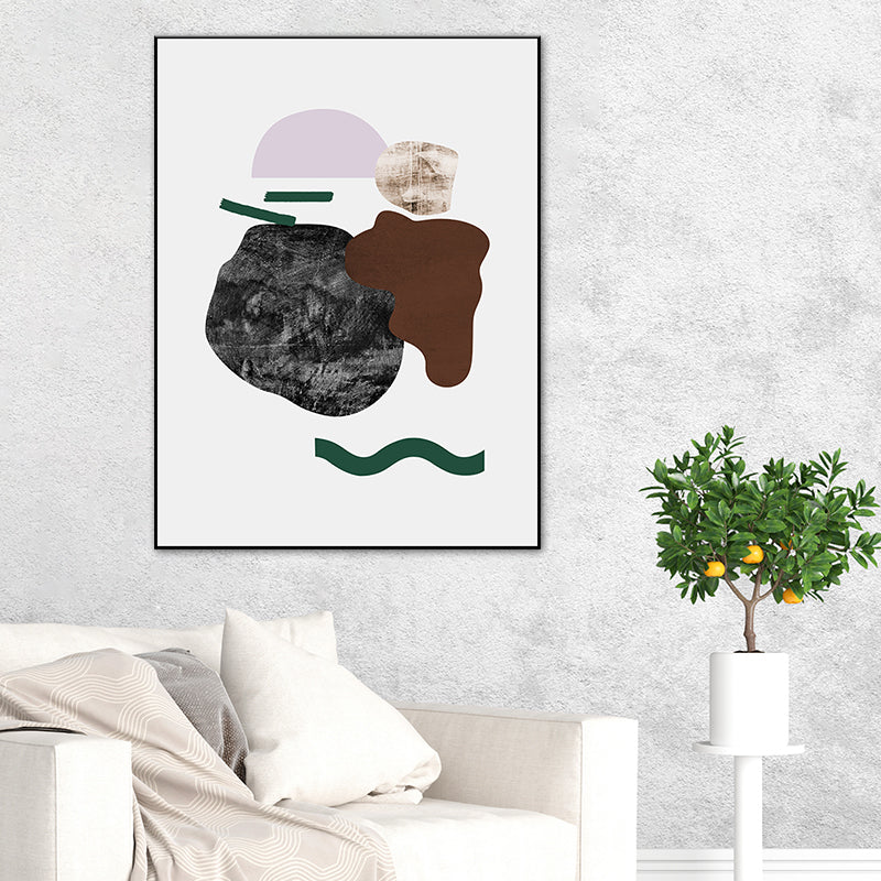 Illustration Abstract Wall Art Print Textured Nordic Dining Room Canvas in Dark Color