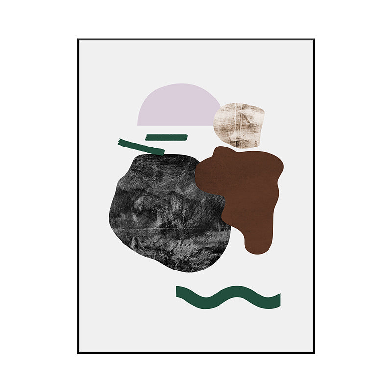 Illustration Abstract Wall Art Print Textured Nordic Dining Room Canvas in Dark Color Clearhalo 'Arts' 'Canvas Art' 1762539