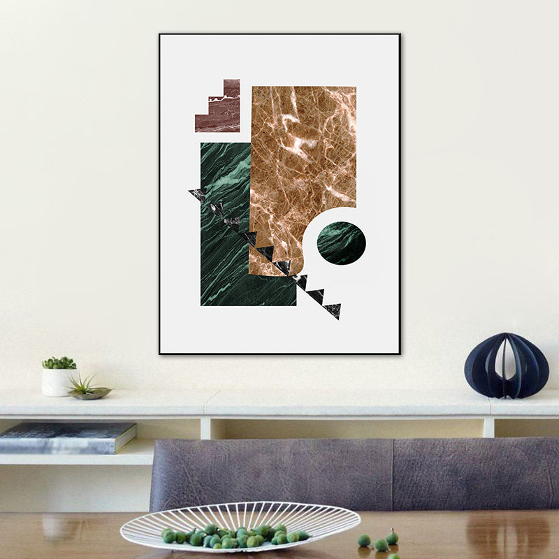 Illustration Abstract Wall Art Print Textured Nordic Dining Room Canvas in Dark Color Clearhalo 'Arts' 'Canvas Art' 1762542