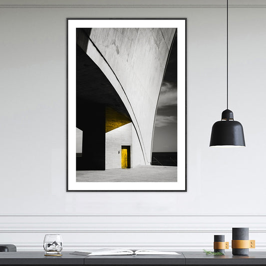 Novel Building Painting Gray Canvas Art Print Textured, Multiple Sizes Available Grey Clearhalo 'Art Gallery' 'Canvas Art' 'Contemporary Art Gallery' 'Modern' Arts' 1762551