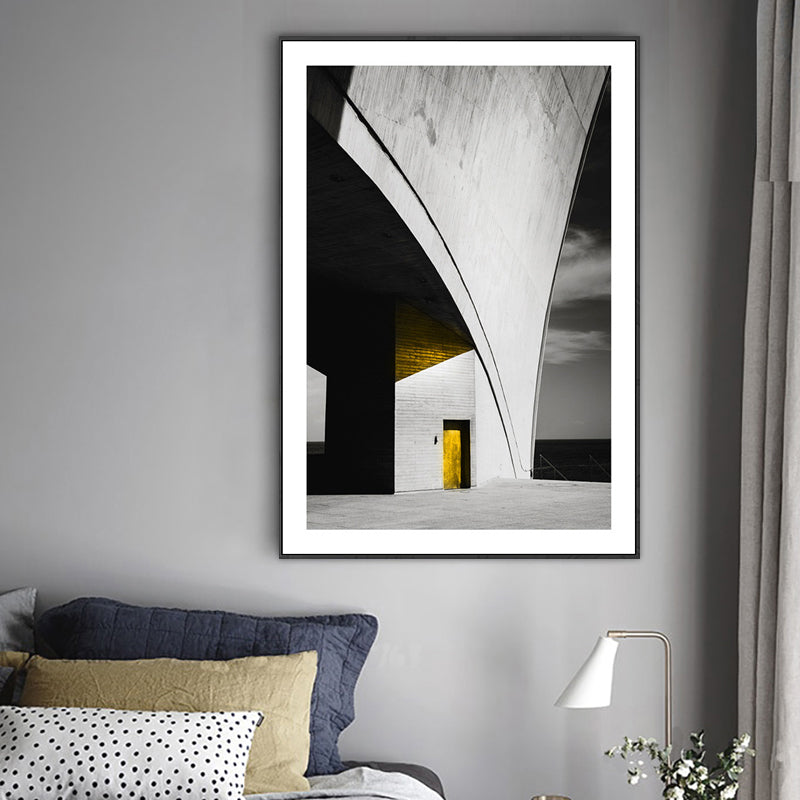 Novel Building Painting Gray Canvas Art Print Textured, Multiple Sizes Available Clearhalo 'Art Gallery' 'Canvas Art' 'Contemporary Art Gallery' 'Modern' Arts' 1762553