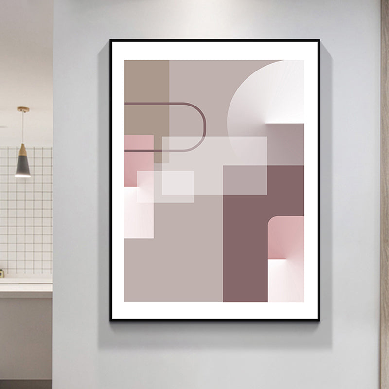 Pastel Color Geometric Canvas Abstract Modern Style Textured Wall Art Print for Hall Pink Clearhalo 'Art Gallery' 'Canvas Art' 'Contemporary Art Gallery' 'Modern' Arts' 1762613