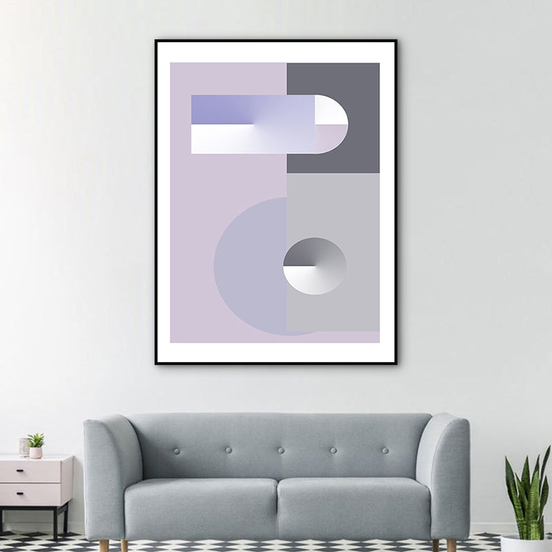 Pastel Color Geometric Canvas Abstract Modern Style Textured Wall Art Print for Hall Purple Clearhalo 'Art Gallery' 'Canvas Art' 'Contemporary Art Gallery' 'Modern' Arts' 1762617