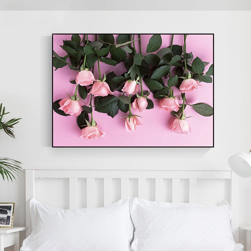 Photographs Flower Buds Art Print Modernist Canvas Wall Decor in Soft Color for Room Pink Clearhalo 'Art Gallery' 'Canvas Art' 'Contemporary Art Gallery' 'Modern' Arts' 1762628