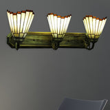 Shuttlecock Living Room Wall Light Glass 3 Lights Tiffany Stylish Wall Sconce in Beige for Corridor Beige Clearhalo 'Industrial' 'Middle century wall lights' 'Tiffany wall lights' 'Tiffany' 'Wall Lamps & Sconces' 'Wall Lights' Lighting' 176262