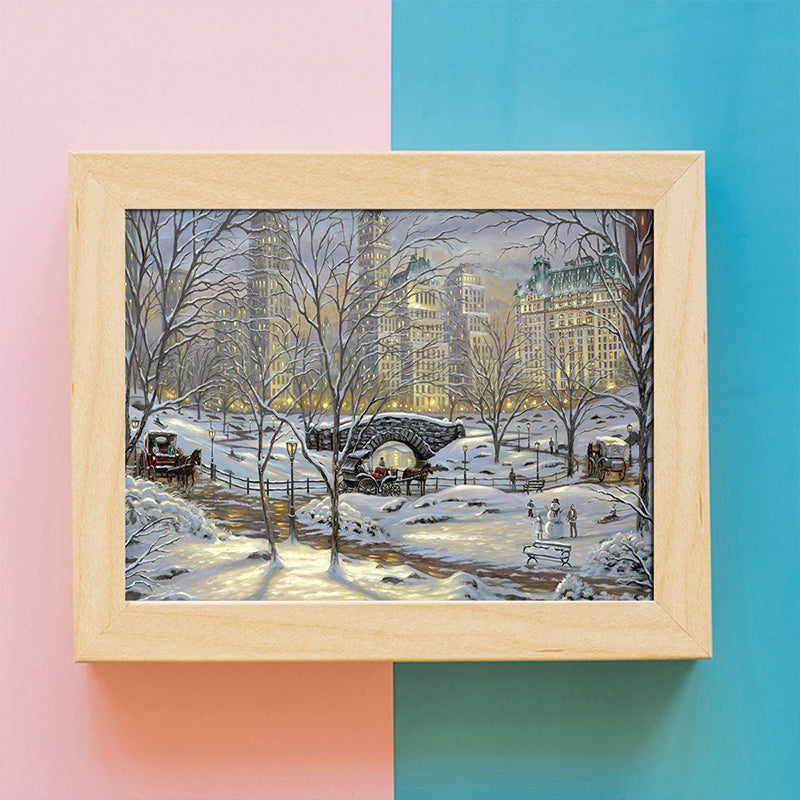 Impressionism Snowy City Scenery Canvas Yellow Textured Painting for Dining Room Clearhalo 'Arts' 'Canvas Art' 1762645