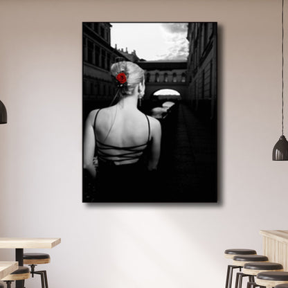 Photo Back of Woman Art Print Black Glam Wall Decor for Girls Bedroom, Multiple Sizes Available Black Clearhalo 'Arts' 'Canvas Art' 1762650