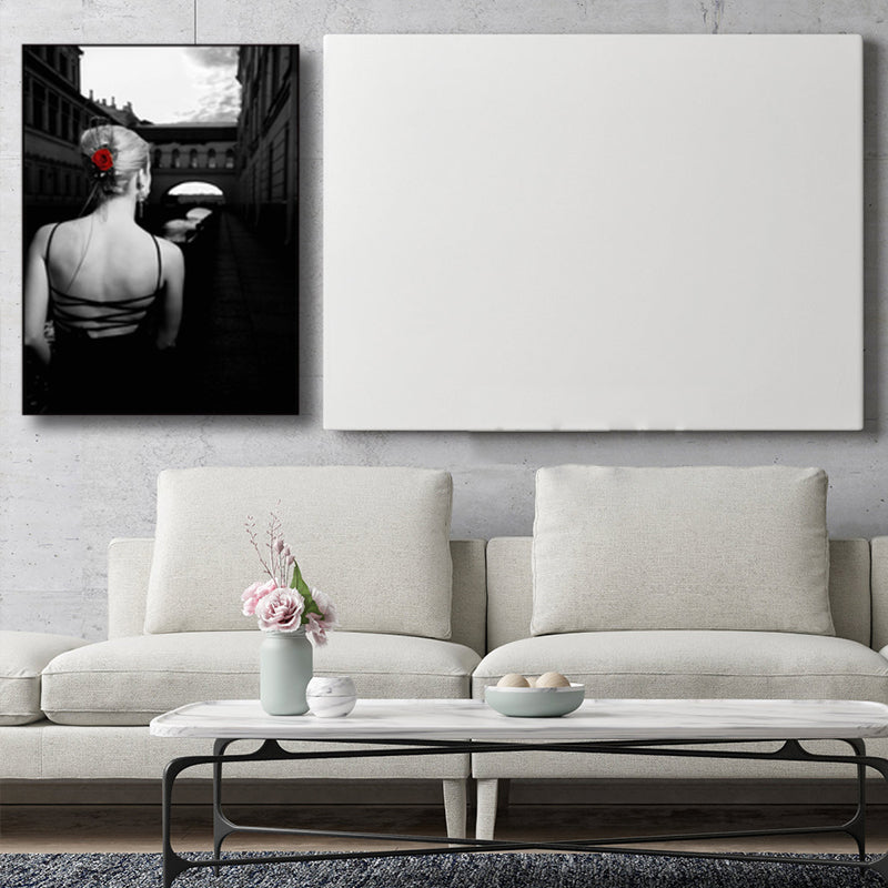 Photo Back of Woman Art Print Black Glam Wall Decor for Girls Bedroom, Multiple Sizes Available Clearhalo 'Arts' 'Canvas Art' 1762651