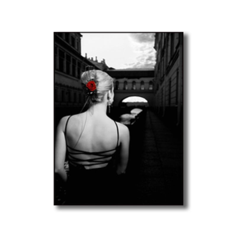 Photo Back of Woman Art Print Black Glam Wall Decor for Girls Bedroom, Multiple Sizes Available Clearhalo 'Arts' 'Canvas Art' 1762653